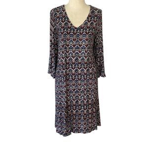 Chico’s Knit 3/4 Sleeve V-Neck Pullover Dress Women’s 3 US 16/18 Trapeze
